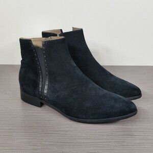 Italeau Miralda Waterproof Zip Ankle Bootie, Black Suede, Womens Size 6.5 M / 37